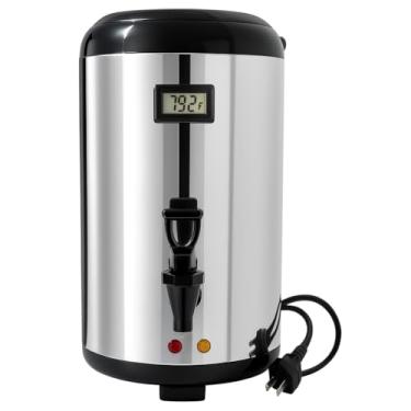Imagem de Dispensador elétrico de bebidas quentes com visor de temperatura e placa de aquecimento de aço inoxidável 304, dispensador de bebidas aquecido de 12 litros/3,2 galões com torneira para chá de leite