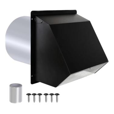 Imagem de RNXRZANK Tampa de Ventilação Externa para Secadora, Montagem Na Parede, às Intempéries, Multifuncional, para Uso Doméstico Ou em Escritórios, Ideal, 6 polegadas preto