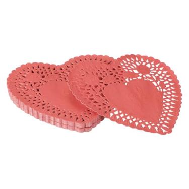 Imagem de YELARXI Doilies de papel, papel de coração, toalha de renda, descartáveis, utensílios de mesa modernos, decorativos a granel – Adequado para bolos/sobremesas/alimentos fritos grelhados assados) 15 cm