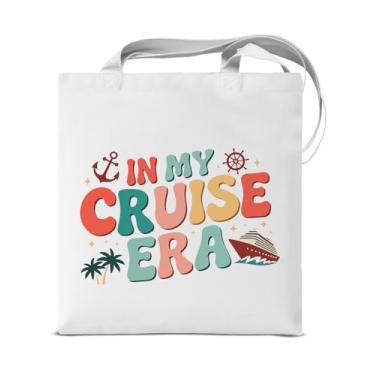Imagem de KSFFWQIN Sacolas de presentes de cruzeiro para mulheres e meninas em My Cruise Era, reutilizável, bolsa de ombro para compras, viagens, férias, praia, viagem