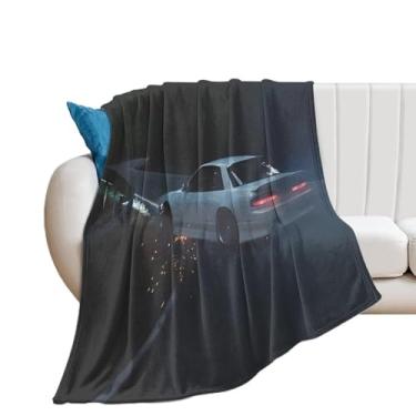Imagem de HouLaiZhe Cobertor Super Macio Flanela JDM Carro S13 Drift Sparks Smoke Cool Leve Cobertor de Refrigeração para Sofá-Cama Cadeira Sofá Carro Viagem ao Ar Livre Leve Quente 101,6 cm x 127 cm