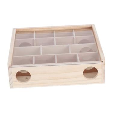 Imagem de Acouto Brinquedo Interativo de Labirinto de Hamster de Madeira Natural Com Vidro | 16 Orifícios de Entrada e 13 Compartimentos | Atividade Perfeita para Pequenos Animais de Estimação | Ratos e