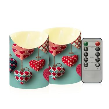 Imagem de Wassud Pacote com 2 velas simples coração amor sem chama com controle remoto, velas realistas cintilantes com temporizador, velas decorativas para Natal, casamento, festa, decoração de casa pequena