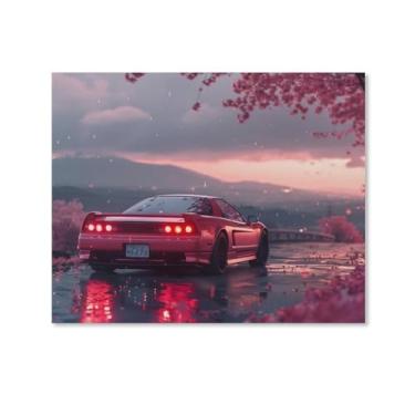 Imagem de HouLaiZhe Rosa Romântico Nsx Jdm Carro Flores de Cerejeira Cartazes Tela Estética Sala Decoração de Parede Impressões Galeria Sala Decoração de Parede para Quarto Sala de Estar Escritório 08 x 10