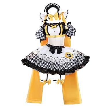 Imagem de Cosplay.fm Fantasia feminina cosplay fantasia de deusa e saia com laço de cabelo e gola (amarelo, GG)