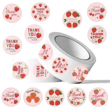 Imagem de Adesivos de agradecimento rosa de 2,5 cm - 500 peças de etiquetas personalizadas caseiras para pequenas empresas, etiquetas de presente autoadesivas para cartões de convite, decoração de casamento