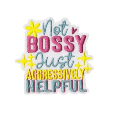 Imagem de Patch sarcástico engraçado de ferro no bordado para jaquetas jeans, mochilas, frase divertida, passar a ferro/costurar, acessórios de reparo Boho DIY (Net Bossy apenas agressivamente útil)