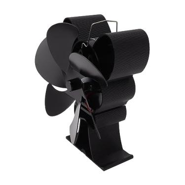 Imagem de ZAWELIYO Ventilador de Fogão Movido a Calor Com Distribuição de Calor Eficiente de 6 Lâminas Aumenta o Ar Quente para Fogão a Lenha Lareira a Gás Liga de Alumínio Preta 1 Peça