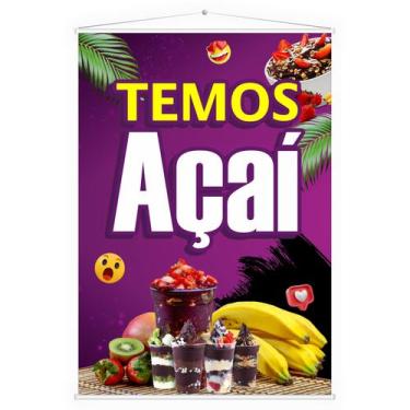 Imagem de Banner Lona Faixa Temos Açai Sorveteria Açaiteria Lanchonete Divulgaçã