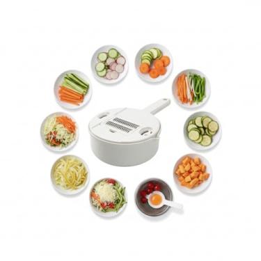 Imagem de Ralador e Cortador de Legumes 12 em 1 Multifuncional com Lâminas Intercambiáveis Fatiador e Descascador de Vegetais para Cozinha (Branco)