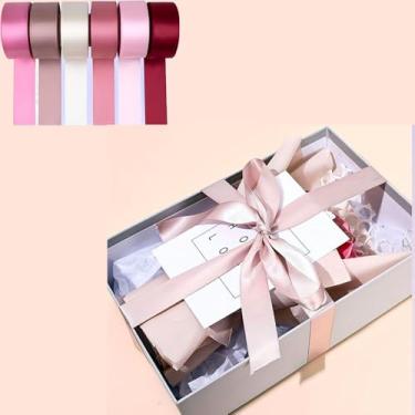 Imagem de 6 peças de fita de cetim de poliéster 2,5 cm de largura, 30 metros de cores sortidas para embrulho de presente, artesanato floral, costura e decoração de festa, mistura