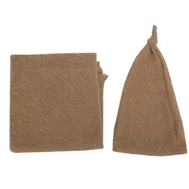 Imagem de Conjunto de chapéu envoltório para fotografia de recém-nascido Ainoli, adereços fofos e respiráveis ​​para fotos de bebês para fotos infantis (chapéu + envoltório)