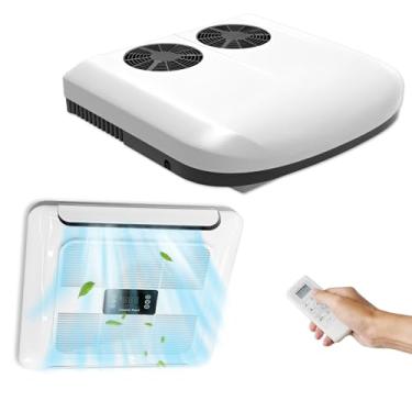 Imagem de Ar condicionado com ventilador duplo DC 12V RV 10800 BTU Refrigeração rápida, unidade universal para trailer, unidade CA de 12 volts para campista, instalação fácil e silenciosa para van, caminhão