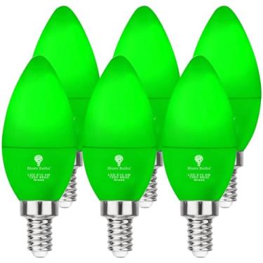 Imagem de Pacote com 6 lâmpadas verdes BlueX LED Candle - 4W (equivalente a 40 Watts) - Lâmpada LED base E12, decoração de festa, varanda, iluminação doméstica, iluminação de férias, lâmpadas de candelabro