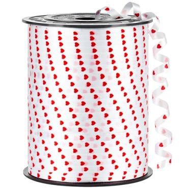 Imagem de CLUEWR 500 metros fita ondulada coração vermelho - rolo de fita balão para decoração de festa, embrulho de presente, casamento, artesanato, flores floristas