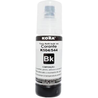 Imagem de Refil Tinta Preta Kora 70ml | Compatível com Epson EcoTank 544 504 (L3250 L4260 L3150 L5190 e Mais) | Texto Nítido Qualidade Laser