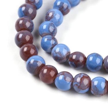 Imagem de 100 peças de vidro de jade imitação de 4 mm contas redondas centáurea azul crackle contas espaçadoras lisas e soltas para brincos faça você mesmo, colar, pulseira, fabricação de joias