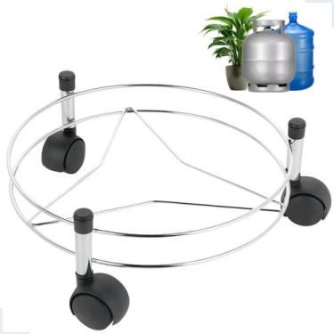 Imagem de Suporte Botijão De Gás Reforçado Aço Cromado Com Rodinhas - Niquelart