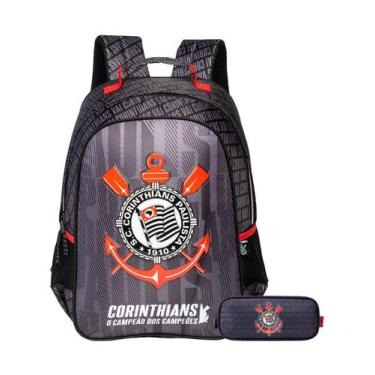 Imagem de Kit Corinthians Timão Mochila De Costas + Estojo Triplo Time - Xeryus