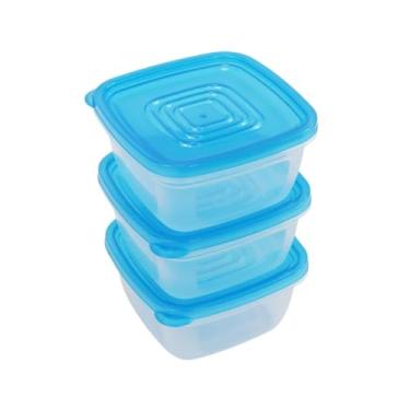 Imagem de CONJUNTO Premium 3 Potes Quadrados Plástico com Tampa Hermética - Organização Eficiente - Cores Variadas