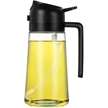 Imagem de Borrifador de Azeite e Vinagre, 470ml, Vidro Transparente com Bico Dosador em Aço Inox, 18cm x 7,5cm