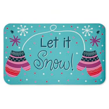 Imagem de Luvas de inverno Let It Snow Tapete antifadiga, ergonômico acolchoado para cozinha e tapete de pé com suporte antiderrapante, tapete confortável ecológico, design por Emily Cromwell, 76 cm x 45 cm