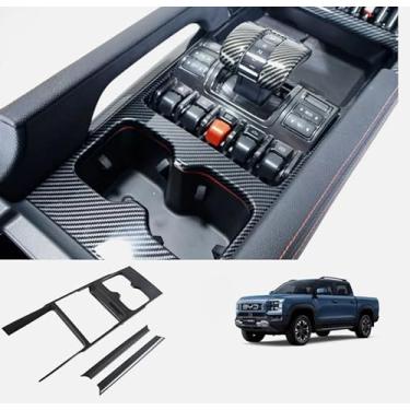 Imagem de Compatível com BYD Shark 6 2024-2025 2026, caixa de transmissão de câmbio de marchas do console central guarnições da estrutura interna (estilo fibra de carbono)