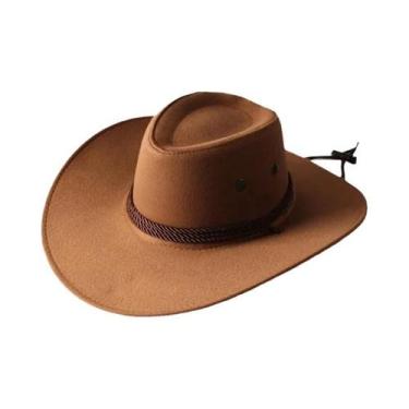 Imagem de Chapéu De Cowboy Vintage De Aba Larga Em Cor Sólida Proteção Solar Par