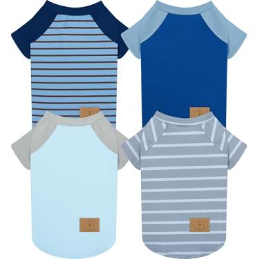 Imagem de XPUDAC Pacote com 4 suéteres confortáveis para cães, roupas para cães com mangas, pulôver, moletom para cães pequenos, médios, grandes, meninos, meninas, roupas para gatos, azul, 3GG