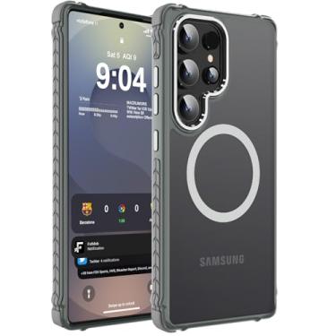 Imagem de DEERLAMN Capa magnética forte para Samsung Galaxy S25 Ultra de 6,9 polegadas, [compatível com Magsafe] [Proteção contra quedas de grau militar] Capa protetora para celular fosca translúcida à prova de