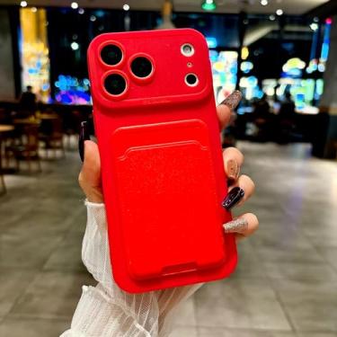 Imagem de HTVJFXCapa com compartimento para cartão para iPhone 17 Pro Max (Vermelha)