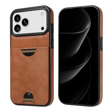 Imagem de HTVJFXCapa carteira vertical magnética para iPhone 13 Pro Max em couro, resistente a impactos e com compartimento para cartões (para iPhone 13 Pro Max/marrom)