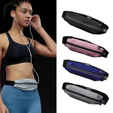 Imagem de Mochila de cintura para corrida – pochete impermeável fina e invisível, mini bolsa de cinto para esportes ao ar livre para caminhadas e corrida (preto)