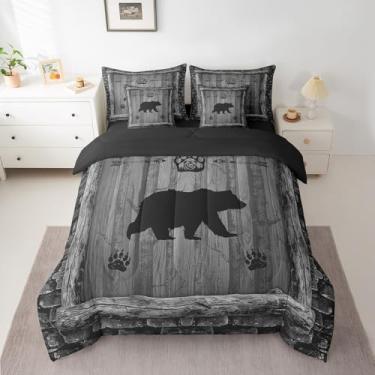Imagem de Feelyou Conjunto de cama de urso rústico de fazenda para meninos, tamanho casal, 7 peças, ultramacio, com edredom e lençol e fronhas