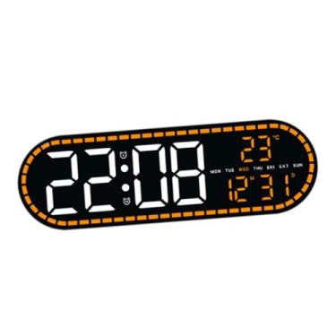 Imagem de Generic Despertador digital com visor de temperatura, relógio de parede LED, relógio eletrônico prático para escritório ou sala de estudos, Luz Laranja