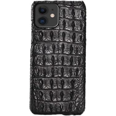 Imagem de KKFAUS Capa de celular de luxo masculina, proteção de telefone de couro de crocodilo capa à prova de choque para iPhone 11 (Cor: preto, Tamanho: espinha dorsal)