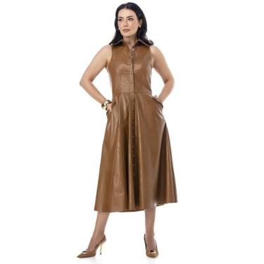 Imagem de Vestido Berlim Couro Croco Legítimo Pele Mania - PV2950, Croco whisky,