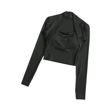 Imagem de Camisa De Yoga Feminina De Manga Longa Com Almofada Para O Peito, Eleg