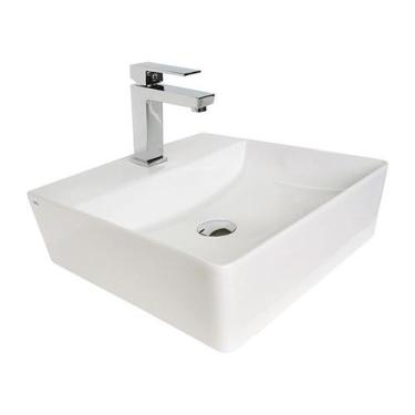 Imagem de Cuba para Banheiro Cerâmica Branca Quadrada 42cm Reno RC 280