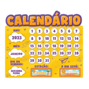 Imagem de calendário escolar com detalhes para crianças interagir 56 cm - PIFFER