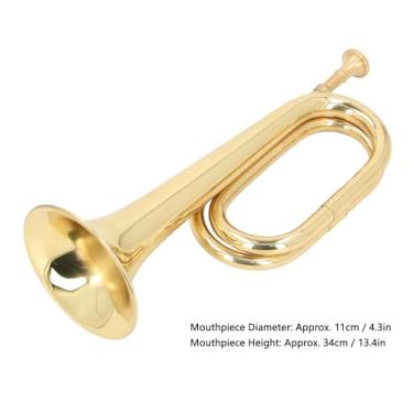 Imagem de RiToEasysports Instrumento de Trompete, Chave C, Corneta Espanhola, Trompete de Cavalaria de Latão, Tubo Soprador de 11 Cm de Diâmetro e 34 Cm de Altura, Boquilha Dourada para Músicos Novatos