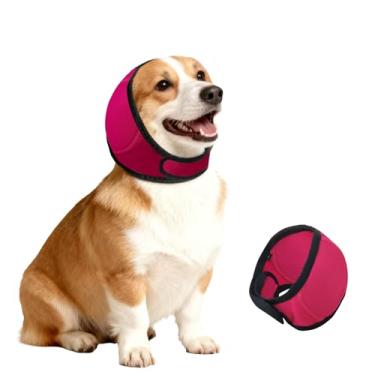 Imagem de Capa para orelhas de cachorro, protetores de ouvido de cachorro, proteção contra ruído, ajustável, sem agitação, confortável, silencioso, capô, secagem por sopro, faixa de cabeça (Fúcsia, M (círculo