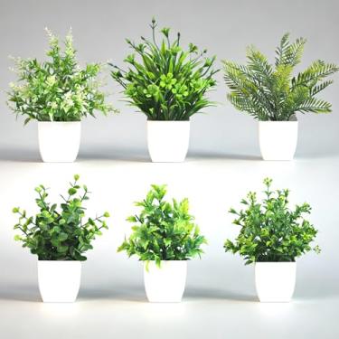 Imagem de DEEDOCHY 6 pacotes de plantas falsas pequenas plantas artificiais para uso doméstico, cozinha, escritório, sala de estar, mesa, decoração