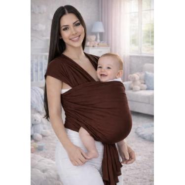 Imagem de Baby Sling Wrap Mamãe Canguru – Confortável, Ergonômico, Tecido Malha Gel 100% Poliéster – Prático de Lavar – Uso Diário (MARROM)