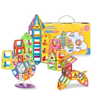 Imagem de Brastoy Blocos de Montar Magnéticos Construção Infantil Brinquedo Educativo (120 Peças)
