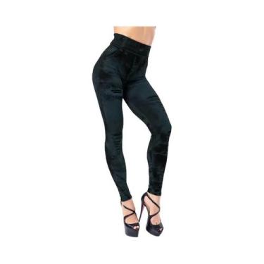 Imagem de Leggings Jeans Cintura Alta para Mulheres - Efeito Push Up e Modelagem