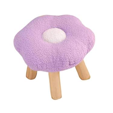 Imagem de DimyFew Puf Otomano com Apoio para Os Pés em Madeira, Puf Multifuncional em Formato de Flor para Sala de Estar, de Entrada E Ao Lado Da Cama, Tolet, Tamanho real