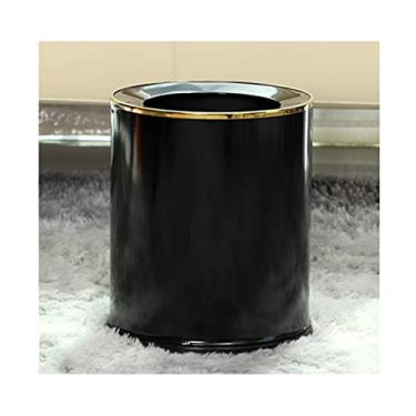 Imagem de Caixote do lixo lixeira leve luxo redondo caixote do lixo doméstico descoberto sala de estar quarto caixote do lixo simples e moderno caixote do lixo (cor: G Tamanho: 14L/3,6 galões) (G 14L/3,6 galões