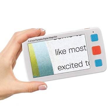 Imagem de Lupa digital de 12 cm, zoom de 4 x 32x, 17 modos de cor, 5 níveis de brilho, alça dobrável, suporta saída AV/TV, armazenamento TF, para escrever livros