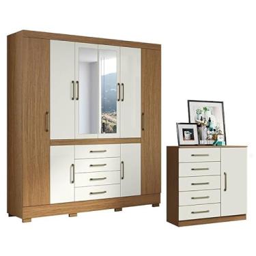 Imagem de Cômoda Milão e Guarda Roupa Casal Nápole 2045149 Atacama Off White - Aramóveis